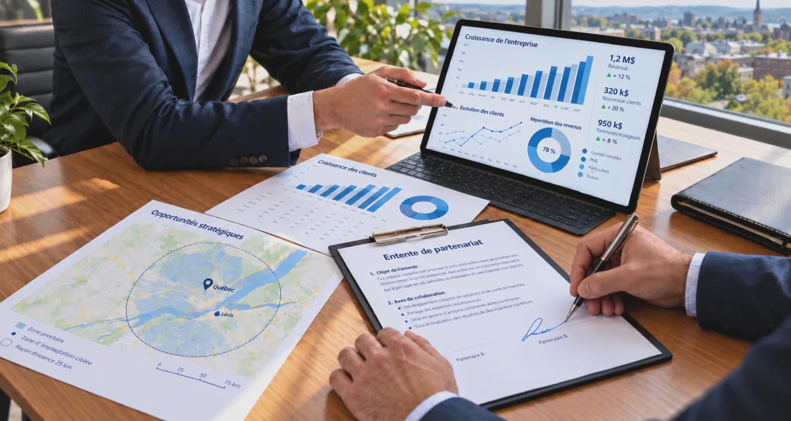 Échange professionnel autour de données de gestion